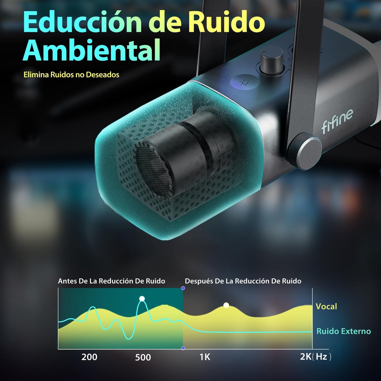 FIFINE USB XLR Gaming Microfono per PC PS4 PS5, Dinámico Micrófono De Streaming Podcast, Para Estudio Podcasting Grabación