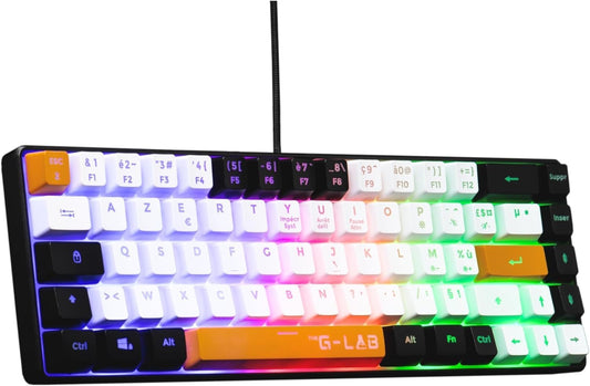 The G-Lab Keyz Hydrogen - Teclado Gaming QWERTY – Incluye Ñ - Semi Mecanico - Teclado Gamer 60%, Retroiluminación Multicolor - Silencioso, Para PC,PS4,PS5