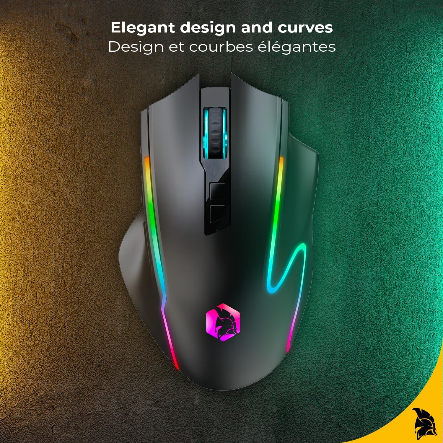 Empire Gaming RF908 - Ratón Inalámbrico Recargable Con Estación De Carga Magnética RGB – 10000 DPI 8 Botones Programables Modos Wifi 2.4 Ghz, Bt/Cable Vía USB-C (Negro)