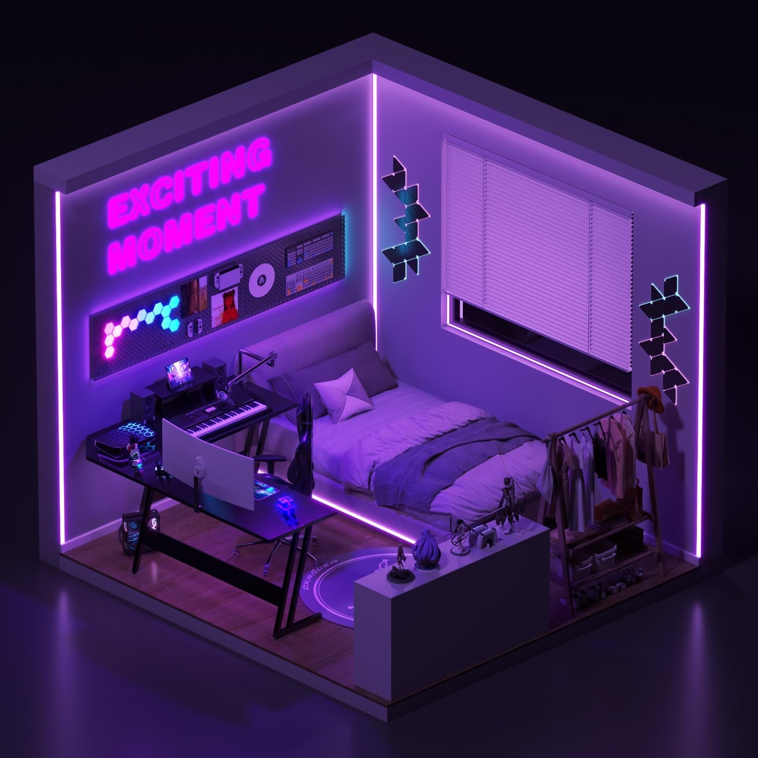 Devoko Escritorio Gaming De Esquina,120 X 120Cm,Escritorio Gamer En Forma De L Con Soporte De Monitor, Para Estudio,Oficina,Gaming,Dormitorio(Carbono Negro)