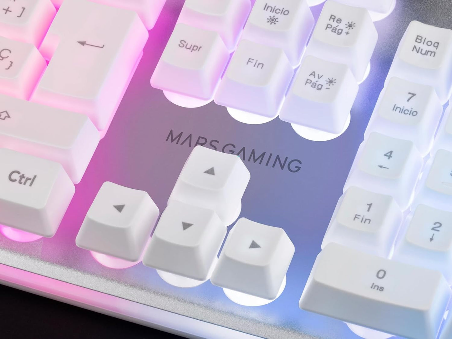 Mars Gaming MCPX, Combo Gaming 3En1 Con Teclado H-Mech Iluminado, Ratón Ultraligero 10000 Dpi Con Software Y Alfombrilla XXL, Compatible Con PC, PS4, PS5, Xbox, Idioma Español, Blanco