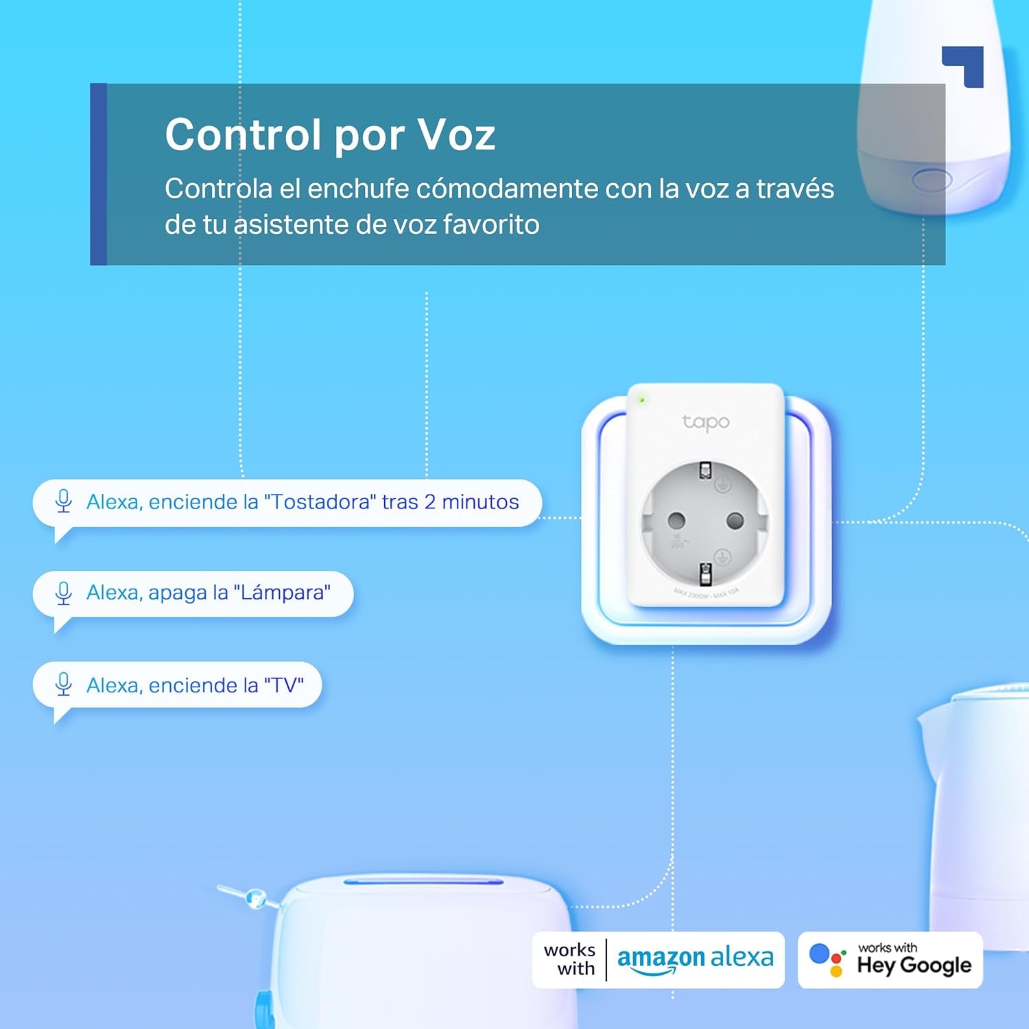 Tapo P100 (2 Paquetes) – Mini Enchufe Inteligente Wi-Fi, Óptimo Para Programar Encendido/Apagado Y Ahorro De Energía, No Necesita Concentrador, Compatible Con Alexa Y Google Home, Blanco