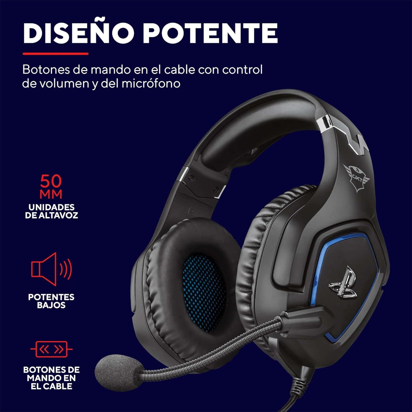 Trust Gaming Cascos PS4 Y PS5 Auriculares De Gaming GXT 488 Forze, Licencia Oficial Para Playstation, Micrófono Plegable, Altavoces Activos De 50 Mm, Cable Trenzado De Nailon De 1.2 M, Negro